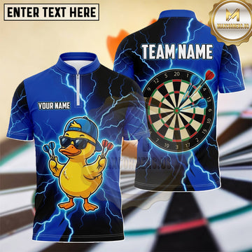 Maxcorners Cute Duck Electric Thunder Dartboard Multiple Options Personalized Name, Team Name 3D Shirt