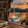 Maxcorners Sunset Speedboat Fishing Artwork Personalized Name 2D Acrylic Keychain Ornament (8 Fish Species)