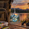 Maxcorners Sunset Lake Fishing Artwork Personalized Name 2D Acrylic Keychain Ornament (8 Fish Species)