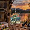 Maxcorners Retro Sunset Stripes Fishing Artwork Personalized Name 2D Acrylic Keychain Ornament (8 Fish Species)