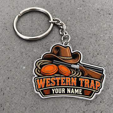 Maxcorners Trap Shooting Western Trap Cowboy Hat Shotgun Custom Name Custom Gift 2D Flat Acrylic Ornament, Keychain