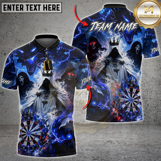 Maxcorners Darts Shirt Grim Reaper Dark Fantasy Lightning Dartboard Multiple Options Personalized Name, Team Name 3D Shirt