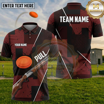 (5 Colors) Maxcorners Trap Shooting PULL Shotgun Clay Targets Sport Slash Multiple Options Personalized Name, Team Name 3D Shirt