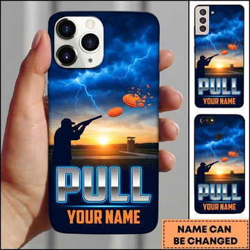 Maxcorners Lightning Sunset Shooter Pull Clay Target Personalized Name Trap Shooting Phone Case
