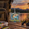 Maxcorners Blue Wave Fishing Emblem Personalized Name 2D Acrylic Keychain Ornament (8 Fish Species)