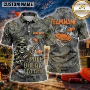 Maxcorners Trap Shooting Shirt Skull Tactical Hunting Multiple Options Personalized Name, Team Name 3D Shirt