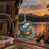 Maxcorners Rustic Fishing Gear Artwork Personalized Name 2D Acrylic Keychain Ornament (8 Fish Species)