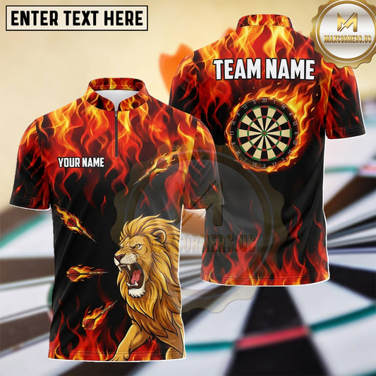 Maxcorners Majestic Lion Firestorm Dartboard Multiple Options Personalized Name, Team Name 3D Shirt