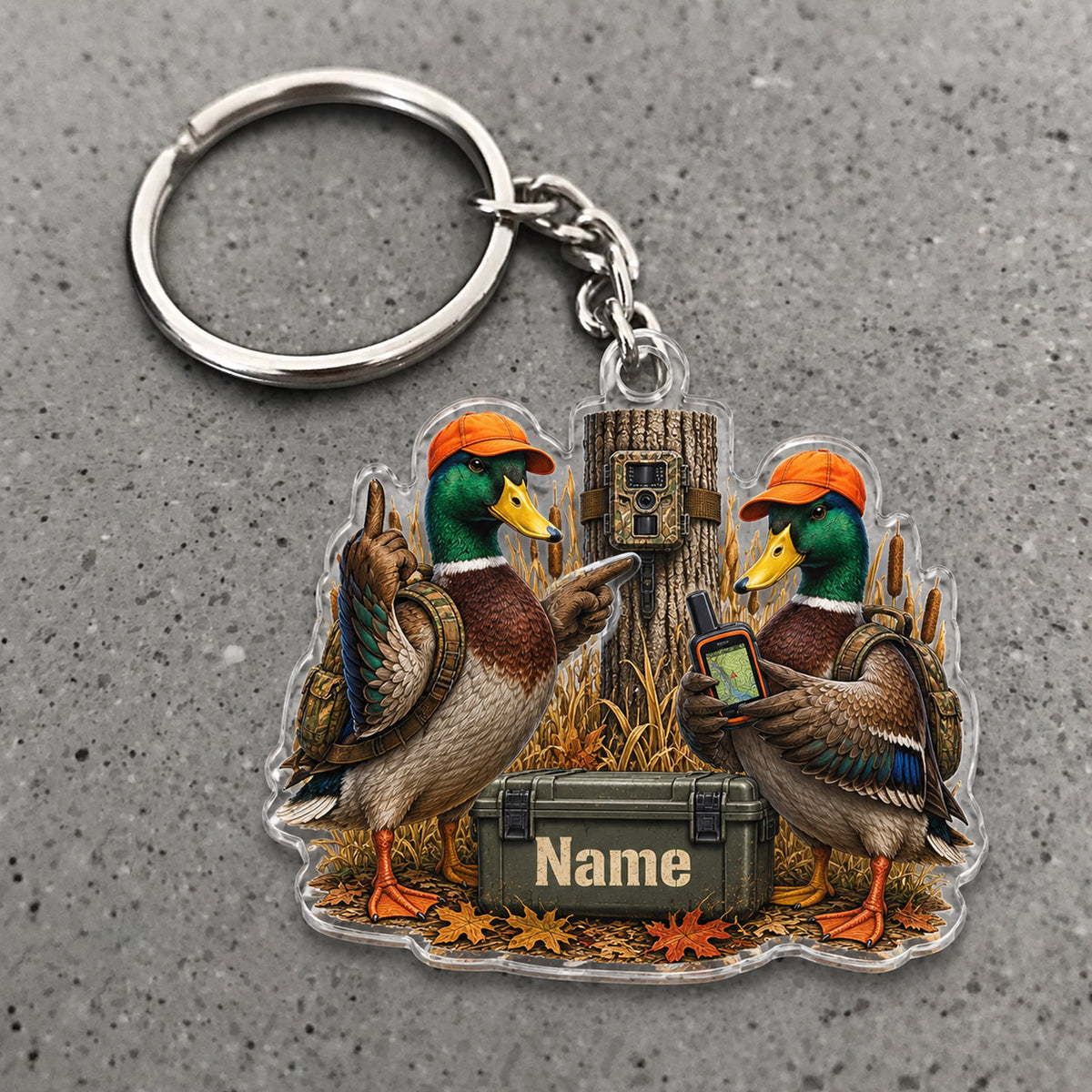 Maxcorners Mallard Duck Hunting Adventure Duo Outdoor Gear Custom Name Trap Hunting Custom Gift 2D Flat Acrylic Ornament, Keychain