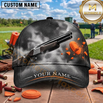 Maxcorners Trap Shooting Smoke Shotgun Clay Explosion Multiple Options Personalized Name 3D Cap