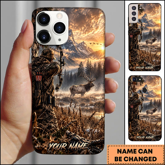 Maxcorners Hunting Mountain Lake Hunter Wilderness Personalized Name 3D Phone Case