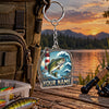 Maxcorners Coastal Lighthouse Fishing Artwork Personalized Name 2D Acrylic Keychain Ornament (8 Fish Species)