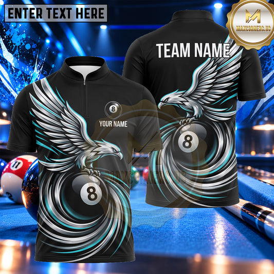 Maxcorners Majestic Eagle Wings 8 Ball Pool Multiple Options Personalized Name, Team Name 3D Shirt