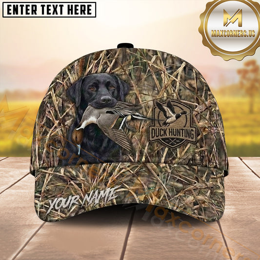 Maxcorners Allover Marsh Camo Duck Emblem Dog Hunting Multicolor Options Personalized Name 3D Cap