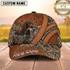 Maxcorners Rustic Brown Leather Cross Panel Duck Hunting With Dogs Multi Options Personalized Name 3D Cap
