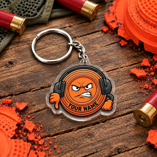 Maxcorners Funny Angry Clay Target Earmuffs Trap Shooting Personalized Name Acrylic Keychain