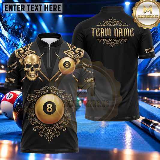 Maxcorners Gothic Skull Royal Ornament Billiards Multiple Options Personalized Name, Team Name 3D Shirt