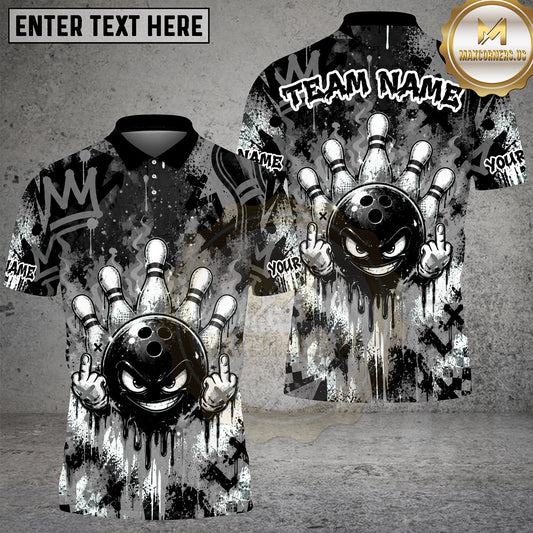 Maxcorners Bowling Angry Ball Middle Finger Graffiti Multiple Options Personalized Name, Team Name 3D Shirt