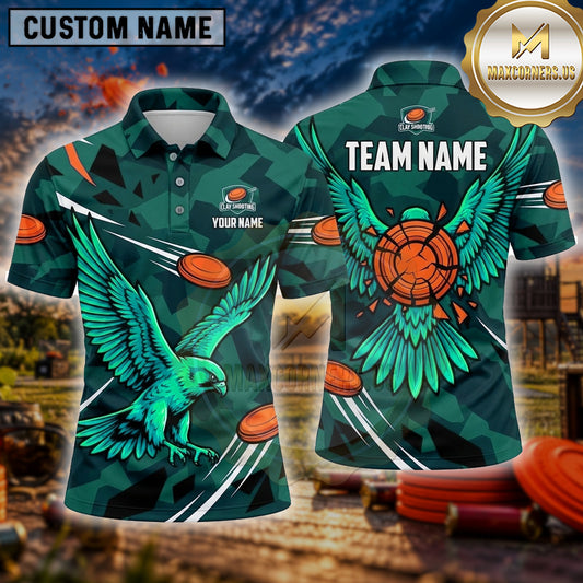 Maxcorners Trap Shooting Shirt Eagle Flying Clay Target Multiple Options Personalized Name, Team Name 3D Shirt