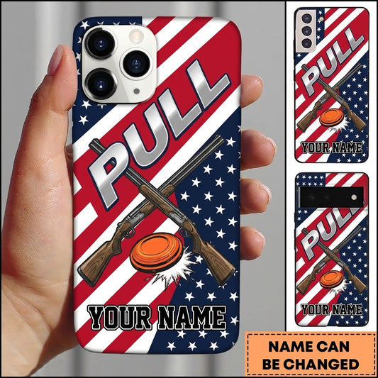 Maxcorners Patriotic Pull Typography Clay Target Shooting Personalized Name Trap Shooting Phone Case