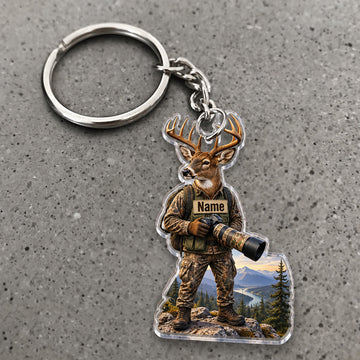 Maxcorners Deer Hunting Photographer Camera Wilderness Adventure Custom Name Trap Hunting Custom Gift 2D Flat Acrylic Ornament, Keychain