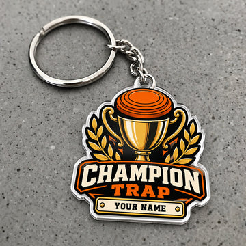 Maxcorners Clay Shooting Champion Trophy Laurel Clay Target Custom Name Custom Gift 2D Flat Acrylic Ornament, Keychain