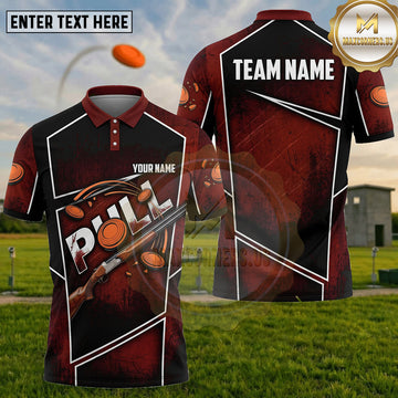 (5 Colors) Maxcorners Trap Shooting PULL Shotgun Clay Target Geometric Panel Multiple Options Personalized Name, Team Name 3D Shirt