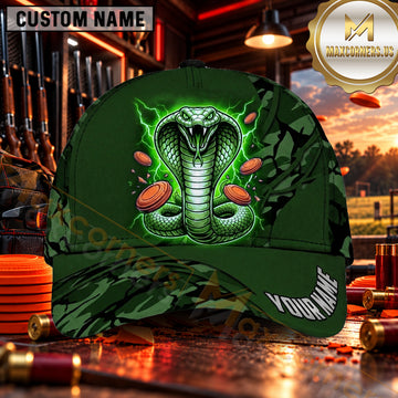 Maxcorners Electric Cobra Clay Targets Trap Shooting Personalized Name 3D Cap