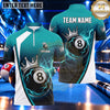 Maxcorners Royal Crown Lightning 8 Ball Billiards Multiple Options Personalized Name, Team Name 3D Shirt