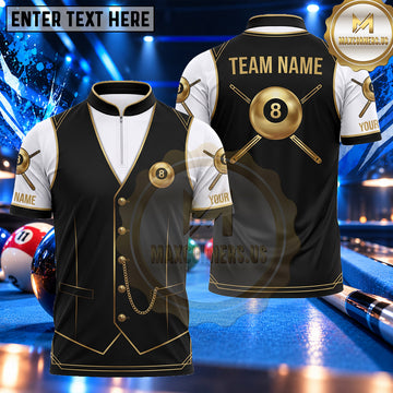Maxcorners Classic Tuxedo Vest 8 Ball Billiards Multiple Options Personalized Name, Team Name 3D Shirt