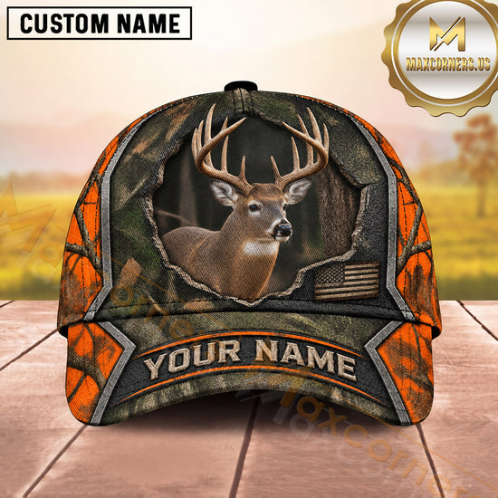 Maxcorners Deer Hunting Whitetail Buck Geometric Hunting Camo Design  Personalized Name 3D Cap