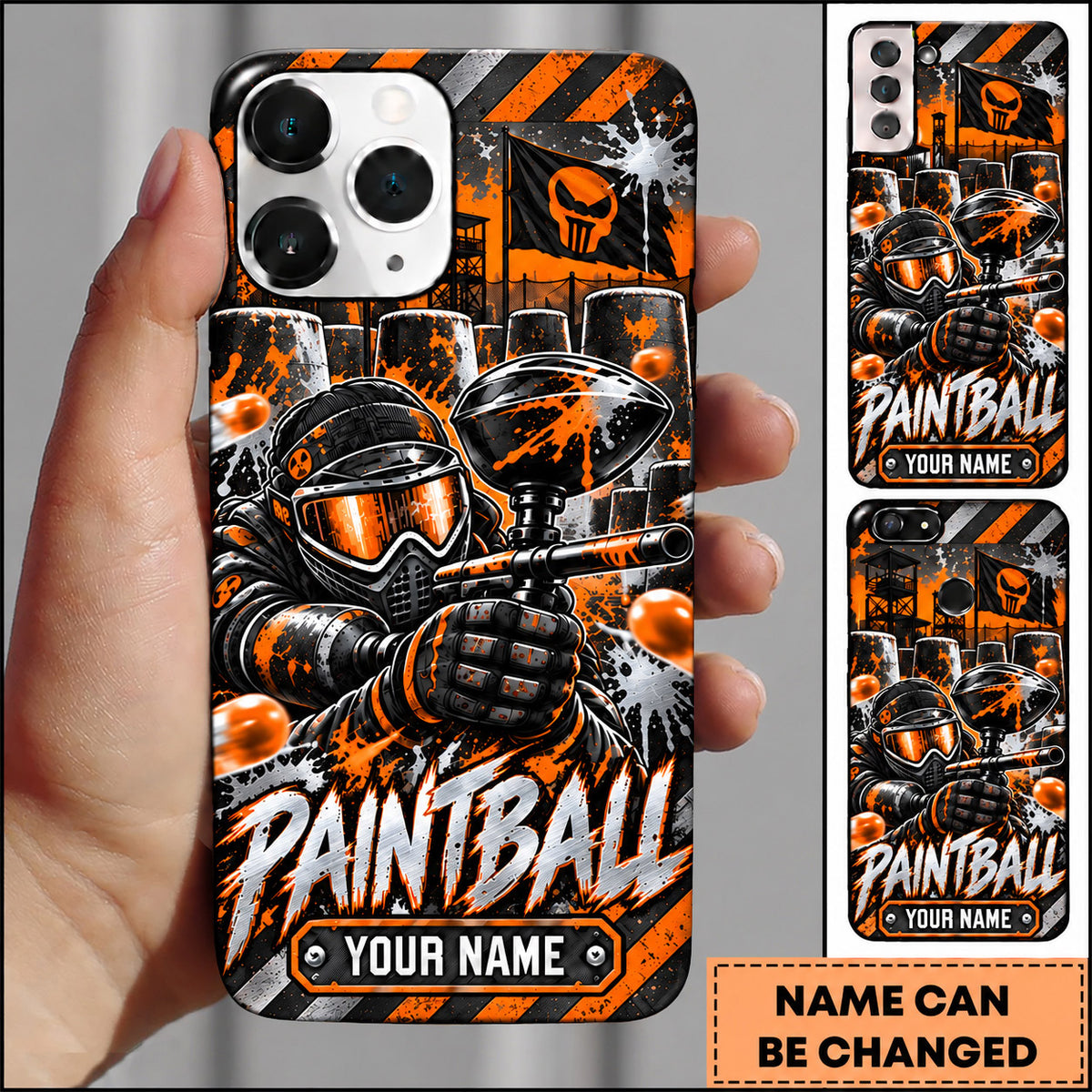 Maxcorners Paintball Armored Soldier Tactical Field Personalized Name 3D Phone Case