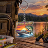 Maxcorners Sunset Speedboat Fishing Artwork Personalized Name 2D Acrylic Keychain Ornament (8 Fish Species)