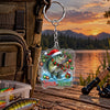 Maxcorners Christmas Holiday Fishing Artwork Personalized Name 2D Acrylic Keychain Ornament (8 Fish Species)