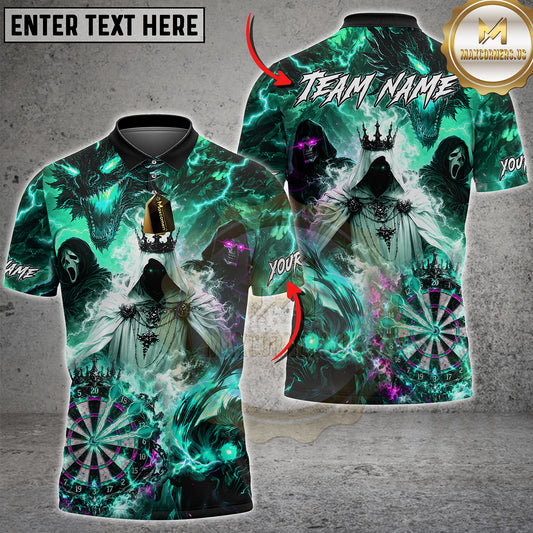 Maxcorners Darts Shirt Grim Reaper Dark Fantasy Lightning Dartboard Multiple Options Personalized Name, Team Name 3D Shirt