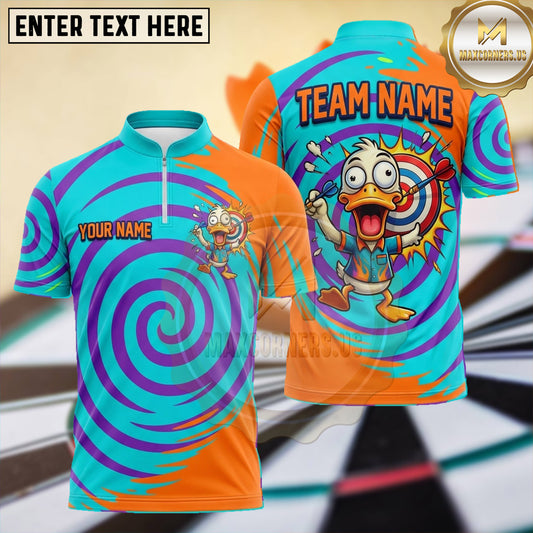 Maxcorners Funny Duck Hypnotic Spiral Dartboard Multiple Options Personalized Name, Team Name 3D Shirt
