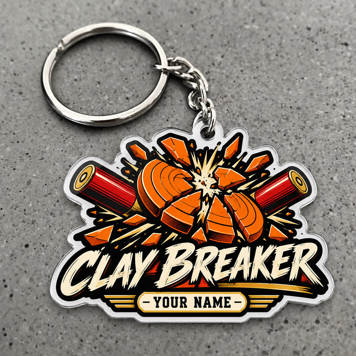 Maxcorners Clay Shooting Clay Breaker Exploding Target Shells Custom Name Custom Gift 2D Flat Acrylic Ornament, Keychain