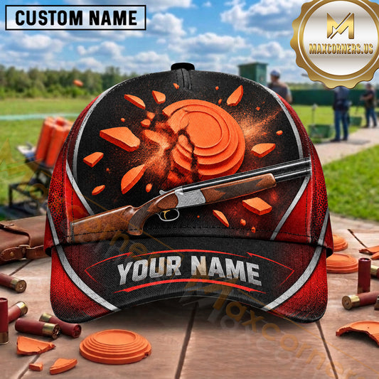 Maxcorners Trap Shooting Exploding Clay Target Artwork Multiple Options Personalized Name 3D Cap