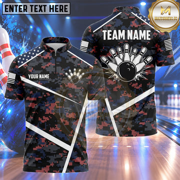 Maxcorners British Bowling Jersey Carbon Fiber Union Jack Multiple Options Personalized Name, Team Name 3D Shirt