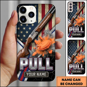 Maxcorners Stars And Stripes Shotgun Pull Clay Target Personalized Name Trap Shooting Phone Case