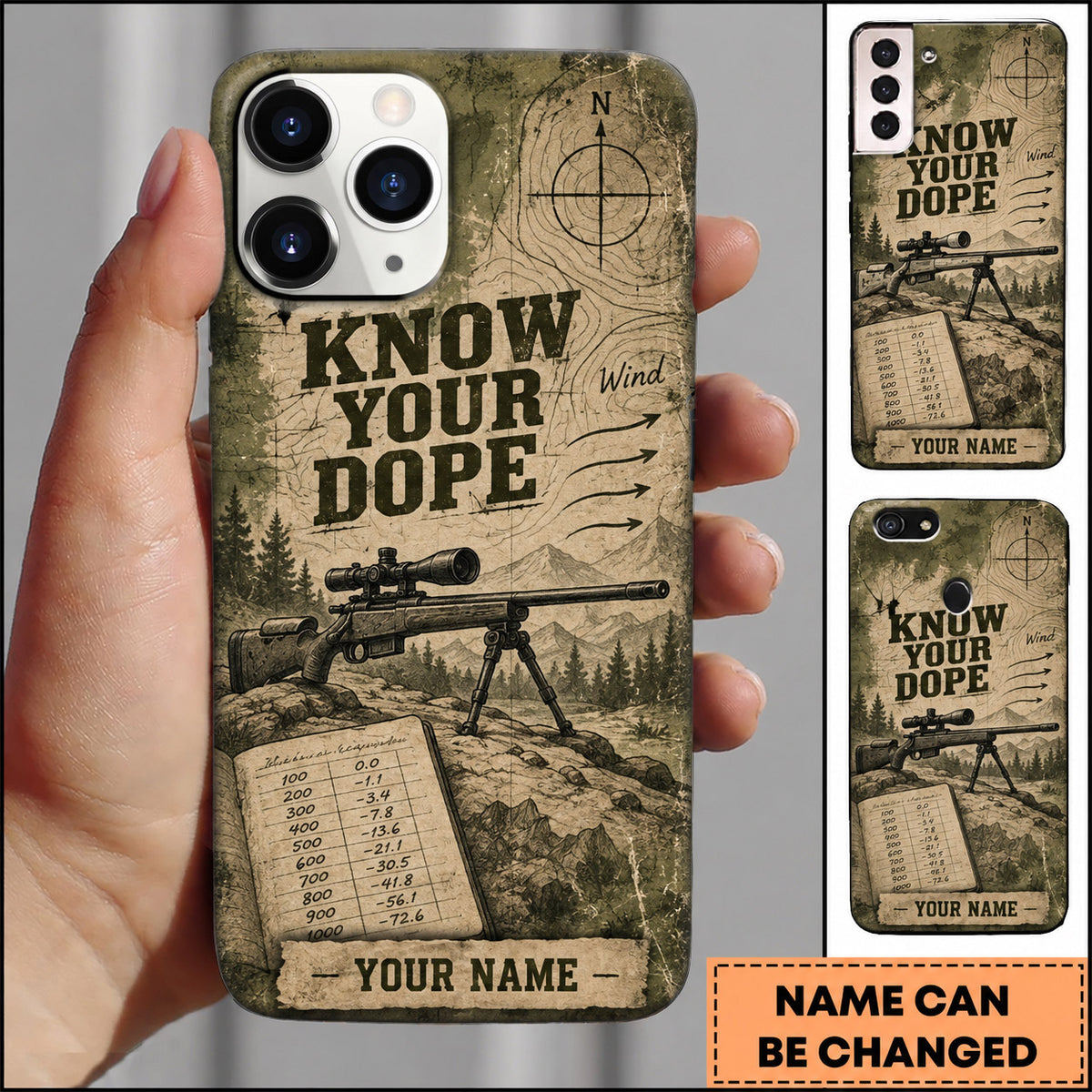 Maxcorners Long Range Shooting Know Your Dope Ballistic Chart Personalized Name 3D Phone Case