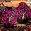 Maxcorners Whitetail Buck Antler Geometric Camo Personalized Name 3D Hoodie