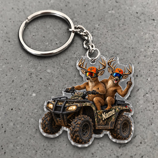 Maxcorners Deer Hunting ATV Adventure Outdoor Buddies Custom Name Trap Hunting Custom Gift 2D Flat Acrylic Ornament, Keychain