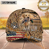 Maxcorners Patriotic Flag Duck Target Marsh Camo Dog Hunting Multicolor Options Personalized Name 3D Cap