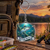 Maxcorners Turquoise Ocean Fishing Scene Personalized Name 2D Acrylic Keychain Ornament (8 Fish Species)