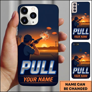 Maxcorners Sunset Shooting Silhouette Pull Clay Target Personalized Name Trap Shooting Phone Case