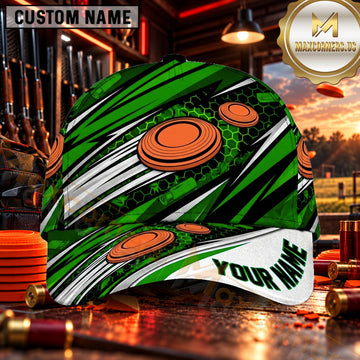 Maxcorners Abstract Racing Stripe Clay Targets Trap Shooting Personalized Name 3D Cap