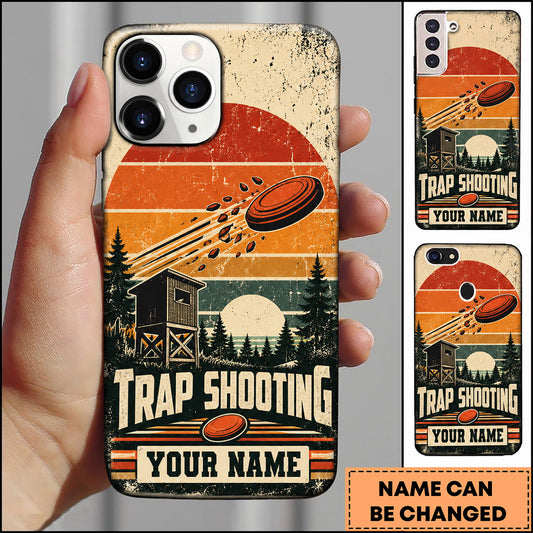 Maxcorners Trap Shooting Vintage Shooting Range Clay Target Personalized Name 3D Phone Case