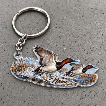 Maxcorners Flying Ducks Icy Water Scene Custom Name Trap Hunting Custom Gift 2D Flat Acrylic Ornament, Keychain