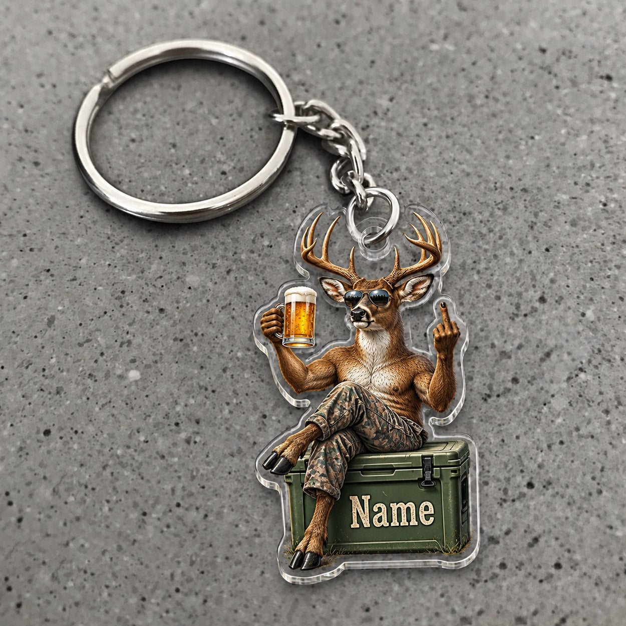 Maxcorners Deer Hunting Camping Beer Cooler Outdoorsman Custom Name Trap Hunting Custom Gift 2D Flat Acrylic Ornament, Keychain